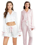 Satin Silk Pajamas for Women's Set Pyjamas Winter Sleepwear Nightwear 2Pcs Pajamas Party Clothes