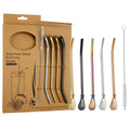 Stainless Steel Yerba Mate Straw Bombilla Set Reusable Filter Spoon Drinking Straw With Cleaning Brush for Loose Leaf Tea
