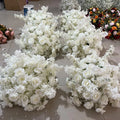 O-X865 Customized White Cherry Blossom Flowers Runner Artificial Rose Flower Ball Centerpiece Silk Flowers Row for Wedding Decor