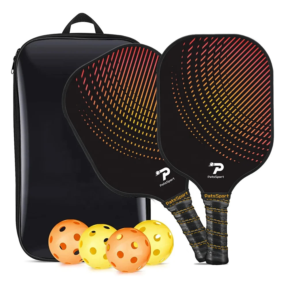 PATS SPORT Premium Carbon Fiber Pickleball Paddles Set 2 Paddles & 4 Balls Rackets for Sports Enthusiasts