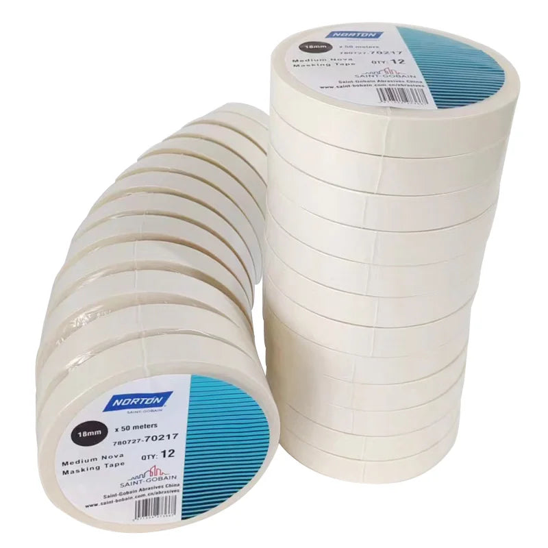 NORTON 18mm*50m Auto Spray Paint Non-Trace Masking Paper High Temperature Resistant Coating Shielding 1 Roll-DIY Grade OEM