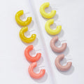 Hot Selling Dainty Hypoallergenic Colorful Acrylic Chunky Resin Small C Shape Hoop Earring
