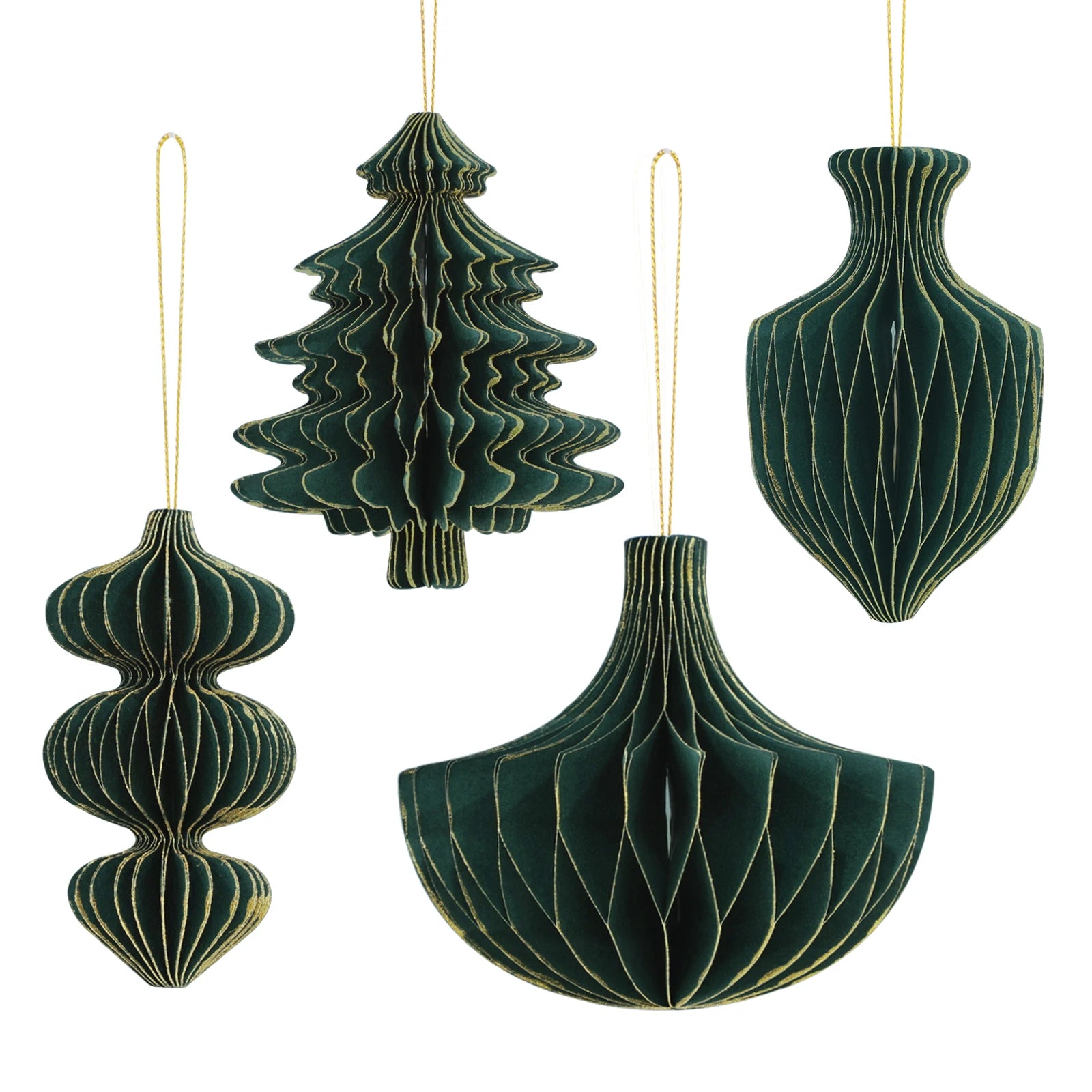 Customized Eco-friendly Paper Honeycomb Magnetic Stickers Christmas Tree Bauble Home Festival Hanging Ornaments