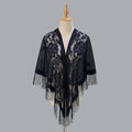 Yiwu Jingtai 2025 Latest Solid Hollow Out Tassel Triangular Scarf for Women Elegant Lace Trim Single Layer Breathable Shawls