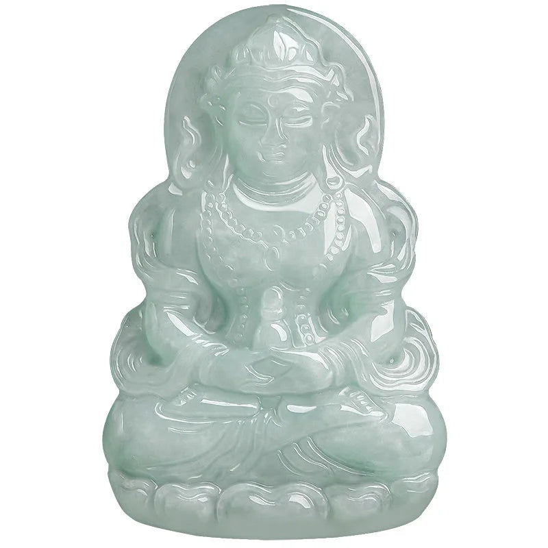 Certified Grade a Myanmar Jade Waxy Ice Floating Flower Tara Guanyin Jade Pendant Pendant Jade Handicraft Factory Wholesale MegaBDM
