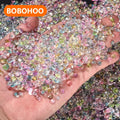 BOBOHOO Round Starry Colors Clear Back Flatback Nonhot Fix Resin Nail Rhinestones