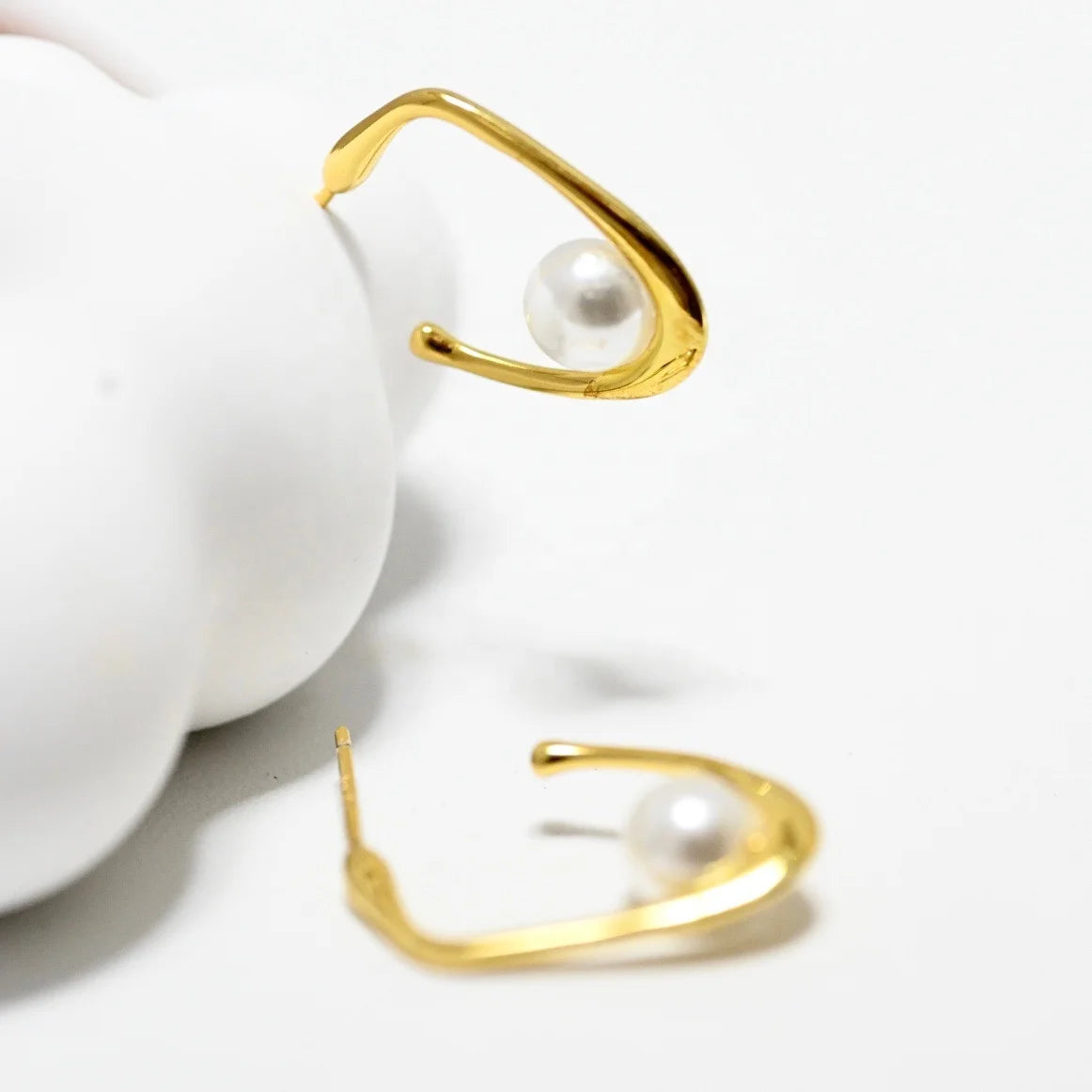E2330 6-7mm DIY Natural Freshwater Pearl Charm Earrings Mounting Accessory 925 Sterling Silver Gold Plated  Jewelry