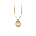Wholesale Waterproof Jewelry Stainless Steel 18K Gold Plated Vintage Pink Cubic Zircon Pendant Necklaces for Women Daily Wearing
