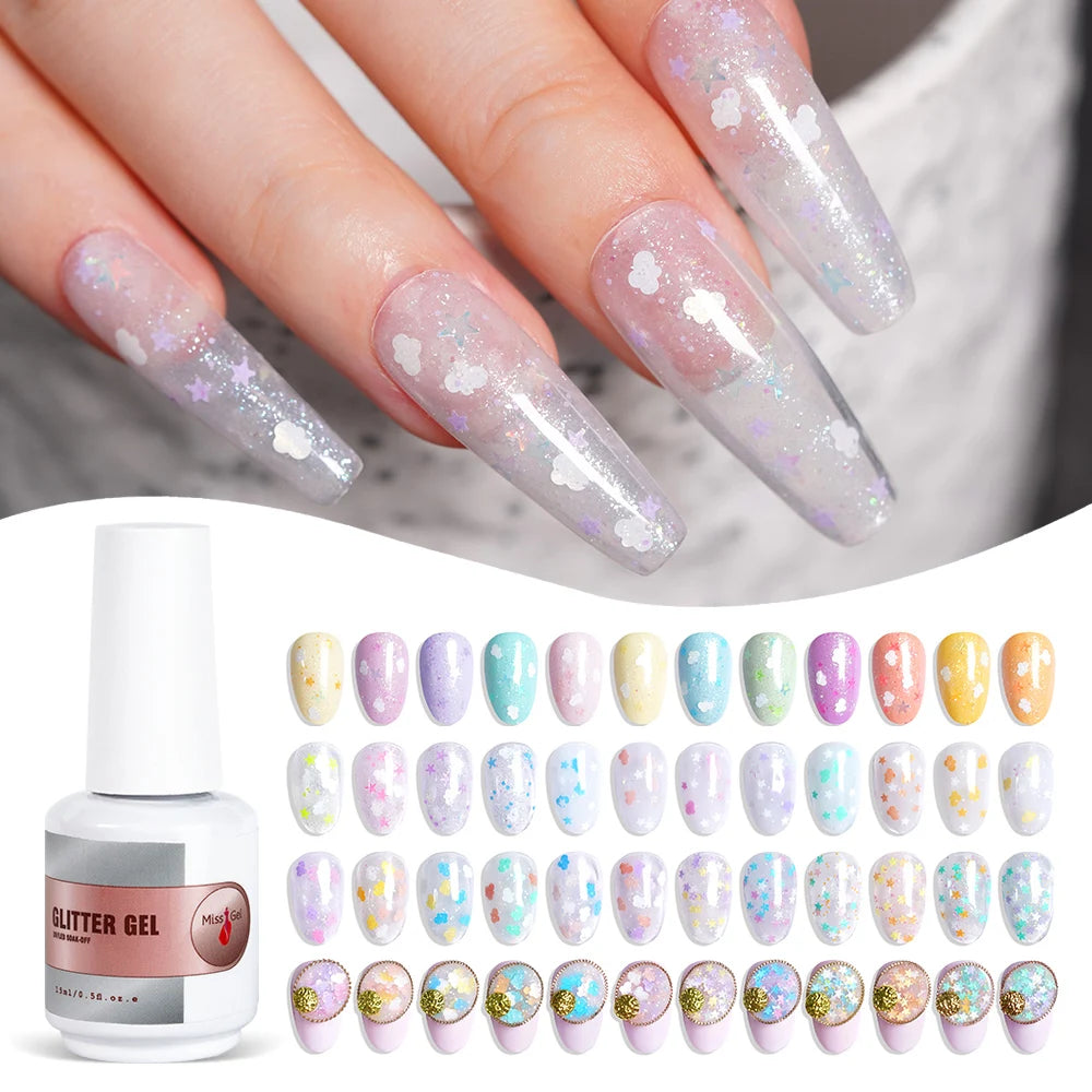 MissGel Glitter Gel Wholesale Supplies Very Good Color Soak Off UV Glitter Nail Gel