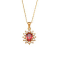 Fashion Zirconium Inlaid Sweater Chain Stainless Steel Plated 18K Gold Oval Zircon Gem Pendant Necklace Chain
