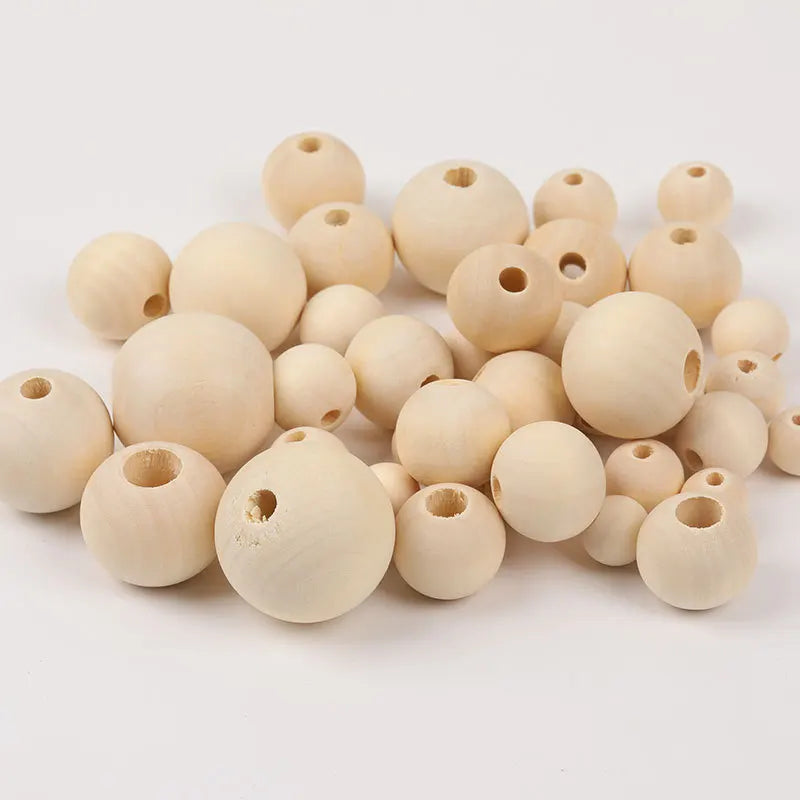 Fashion Nature Color Wooden Charm Round Beads 6/8/10/12/14/16/18/22/25/30/40/45/50mm Spacer Beads Diy for Jewelry Making