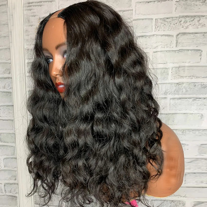 Virgin Brazilian U Part Wig 100% Human Hair Transparent Lace Front Customizable Density Long Length Wholesale for Black Women
