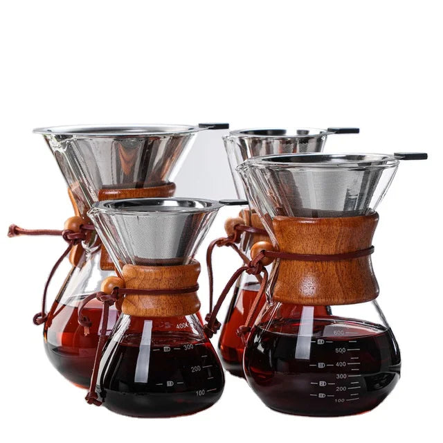 Modern Large Capacity High Borosilicate Glass Heat-resistant Portable Pour Over Coffee Maker & Sharing Pot