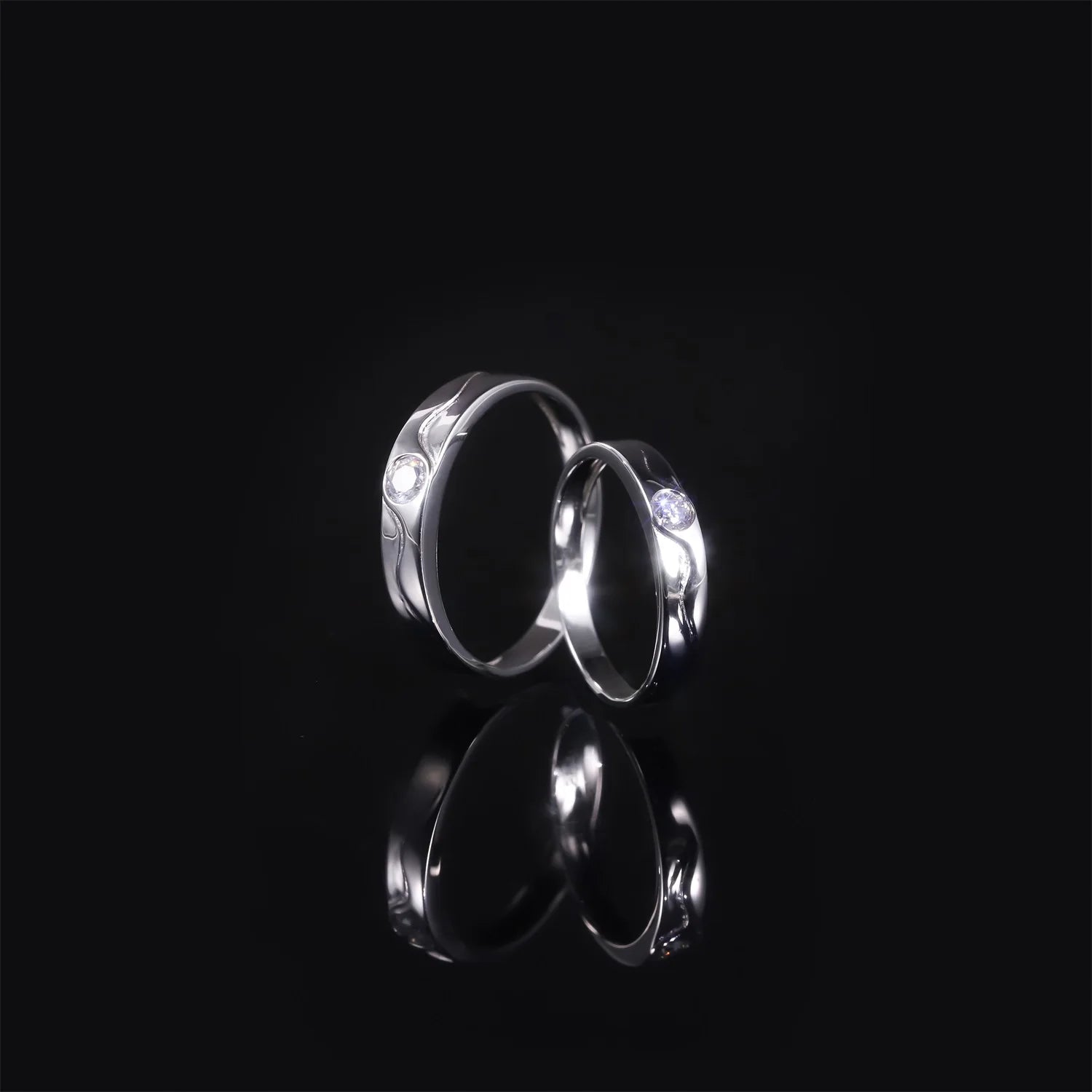 KH465 Abiding Elegant 925 Sterling Silver Round Lab Grown Diamond Couple Ring Set Perfect Wedding Bands for Couple