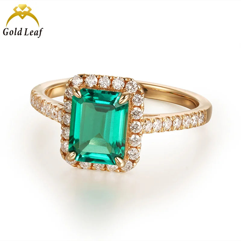 Solid Gold Custom Classic Design Statement Rings 10K 14K 18K Lab Grown Emerald Cut for Christmas Wedding and Party Gift