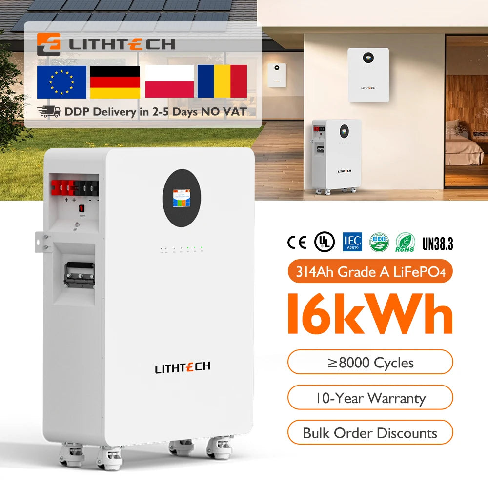 10000+ Cycle 10 Years Warranty 10Kw 15Kwh Inverter Lifepo4 Battery Pack 51.2V 300Ah 48V Battery Packs Solar Lifepo4 Batteries