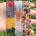 AsVrai U  3x4mm Natural Colorful Faceted Rondelle Jade Stone Beads for Jewelry Making Handmade DIY Bracelet Necklace Accessories