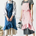 Japanese Retro Cotton Linen Women's Apron Durable Eco-friendly Multifunctional Kitchen Baking Small Lace Flower Shop Household