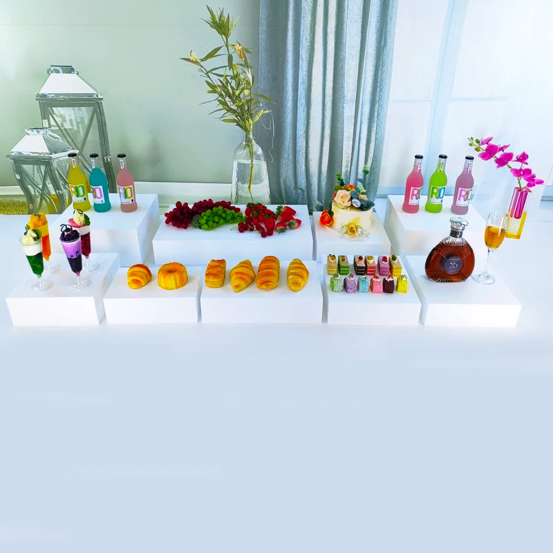NewStar Set of 9pcs Professional Modern White Acrylic Wedding Party Event Display Stand with Customizable Size & Color Durable