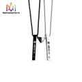 Hot Sale Personalize Jewelry Gift Magenic Heart Couple Pair Necklace Custom Sonic Pattern Music Symbol Bar Pendant Necklace
