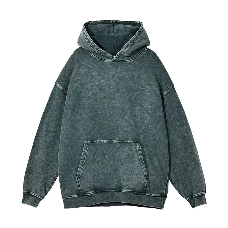 2026 Wholesale Sudaderas Hombre Heavy Weight Vintage Washed Without Drawstring 420Gsm Retro Batik Oversize Men's Loose Hoodie