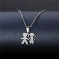 2022 Hot Sale Fashion Friendship Bff Necklace Korean Silver Stainless Steel Necklace Cartoon Couple Necklace for Girls