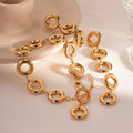Chunky Hoops Earring Bracelet Geometric 18K Gold Plated Stainless Steel Drop Earring Friendship Bracelet En Acier Inoxydable