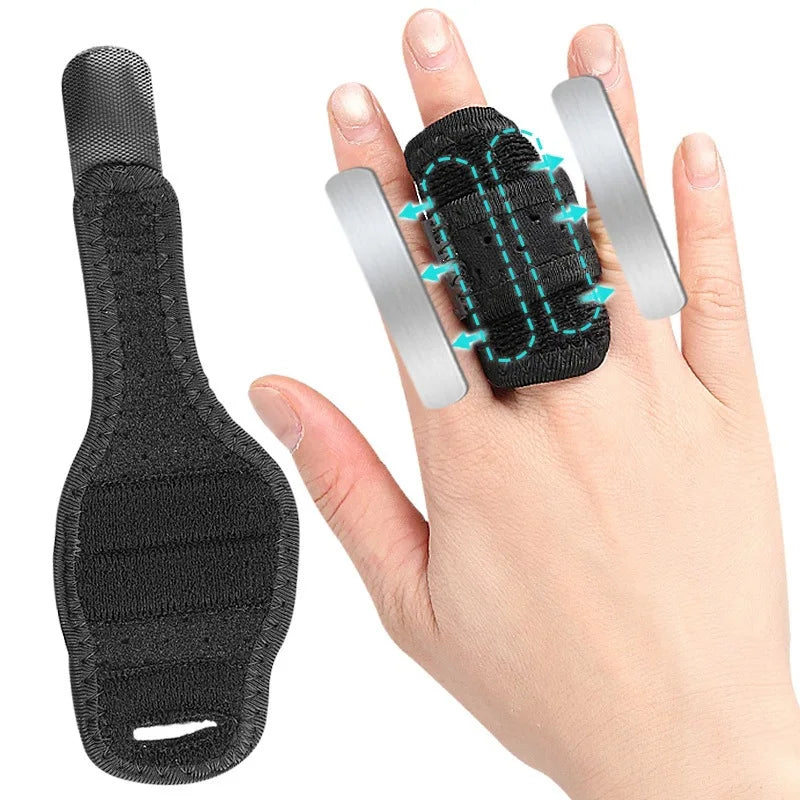 Adjustable Finger Support Splint Double Aluminum Strip Elastic Finger Brace with Perforated SBR Protector