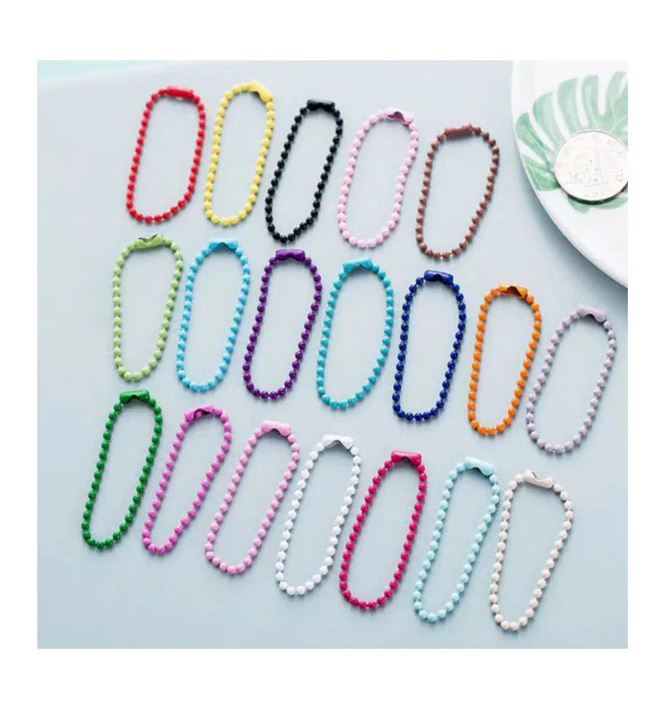 2mm Colorful Metal Ball Bead Chain Beaded Chains With Connector for DIY Crafts