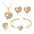 Elegant Dubai Jewelry Sets Gold Plated Earring Ring Necklace Set American Diamond Ring Jewelry Necklace Sets for Women