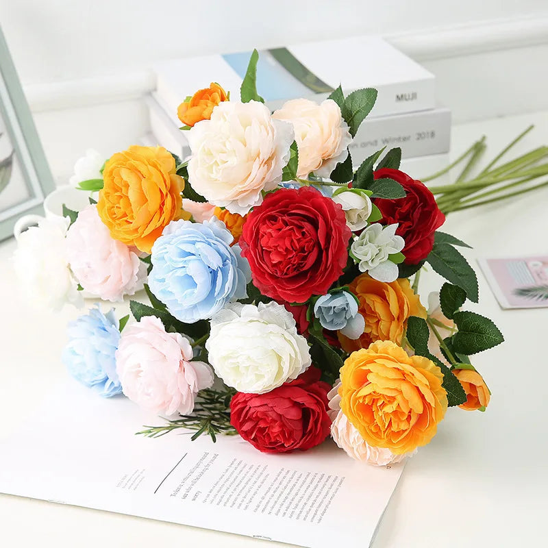 AF11103 Faux White Silk Peony Flowers Artificial Wholesale Fake Peony Flower Bouquet for Centerpiece Flower Decoration