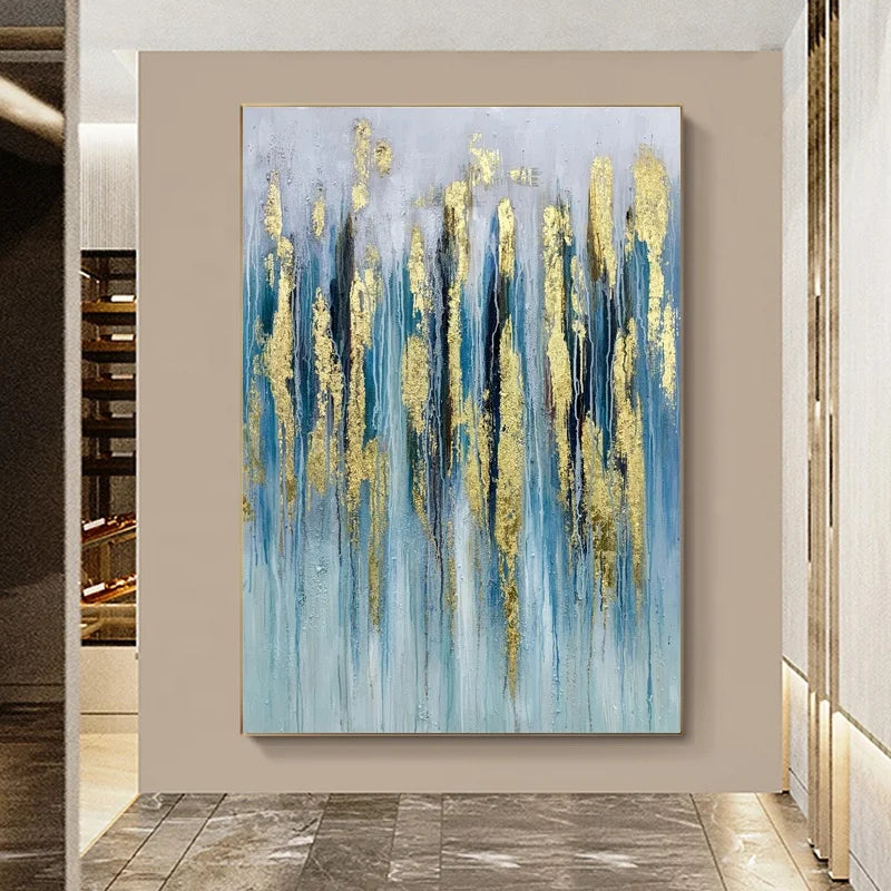 Tableau Decor Mural Paintings Abstract Painting With Gold Foil 100% Hand Handmade Wall Art Handpainted Oil Paintings on Canvas