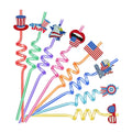 PAFU Memorial Day Independence Party Favors Patriotic 4th of July Plastic Drinking Straws