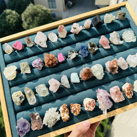 Natural Crystal Raw Stone Specimen Jewelry Hot Sale Rough Cluster Rings for Healing