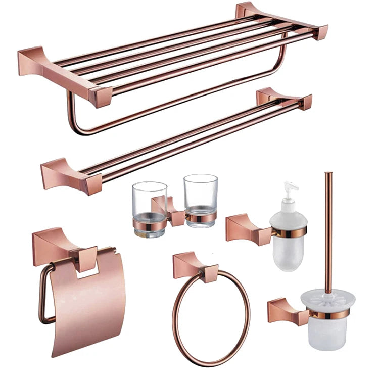 Hotel Morden Wall Mounted Rose Gold Bathroom Toilet Accessories Set