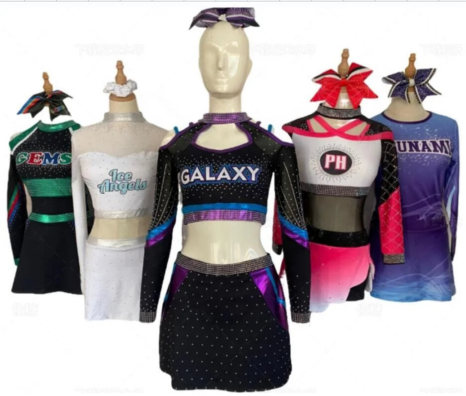 Ace Sports Custom Cheer Leotard Custom Costumes All Star Cheer Bra Shorts AB Rhinestones Cheerleading Uniforms With Your Designs