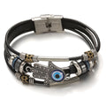 Fashion Jewelry Turkey Blue Eyes Bergamot Leather Rope Bracelet Stainless Steel Buckle Series Leather Bracelet Wholesale