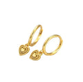 Minimal Sterling Silver Gold Plated Tiny Heart Hoop Earrings Three Hearts Charm Mini Pendant Teenager Girls Earrings