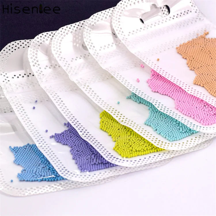 Hisenlee 1.0-3.0MM Mini 3D Micro Ball Nail Art Decorations round Stainless Steel Alloy Beads 10G/Bag DIY Caviar Rhinestones
