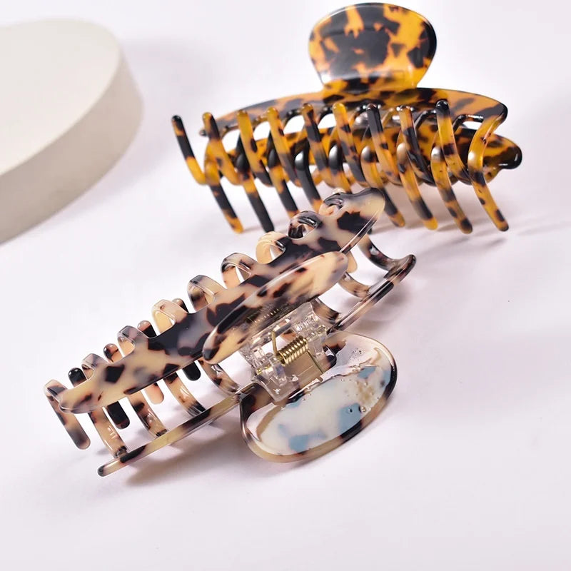 MIO Luxury 10.5cm Plastic Marble Big Acetate Claw Clips Tortoiseshell Large Bun Hair Clamps Accessories for Women Thick Hair