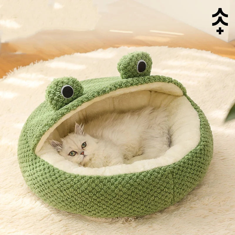 Creative Cute Plush Cotton Dog Cat House Pet Bed Winter Warmth Solid Pattern Breathable Soft Mat Easy Cleaning for Small Animals