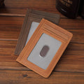 Minimalist Slim Unisex Front Pocket Genuine Leather Wallet Crazy Horse Leather ID Card Holder Wallet
