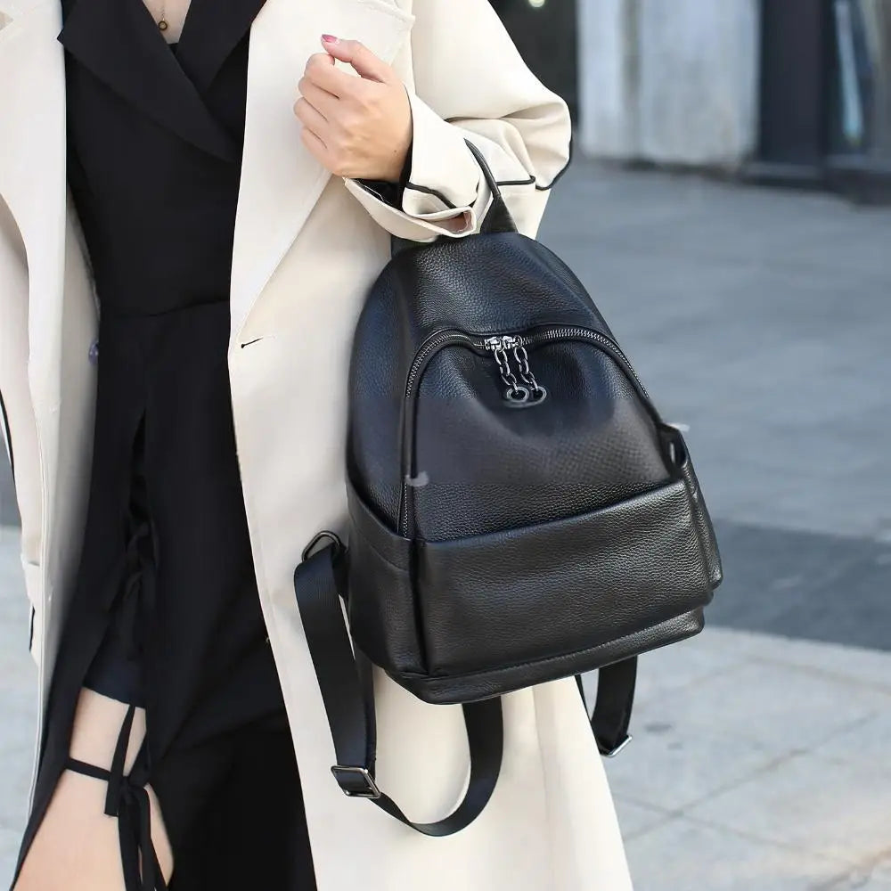 Andong Leather Women Backpacks Plain Fashionable Genuine Cow Leather Classic Backpack