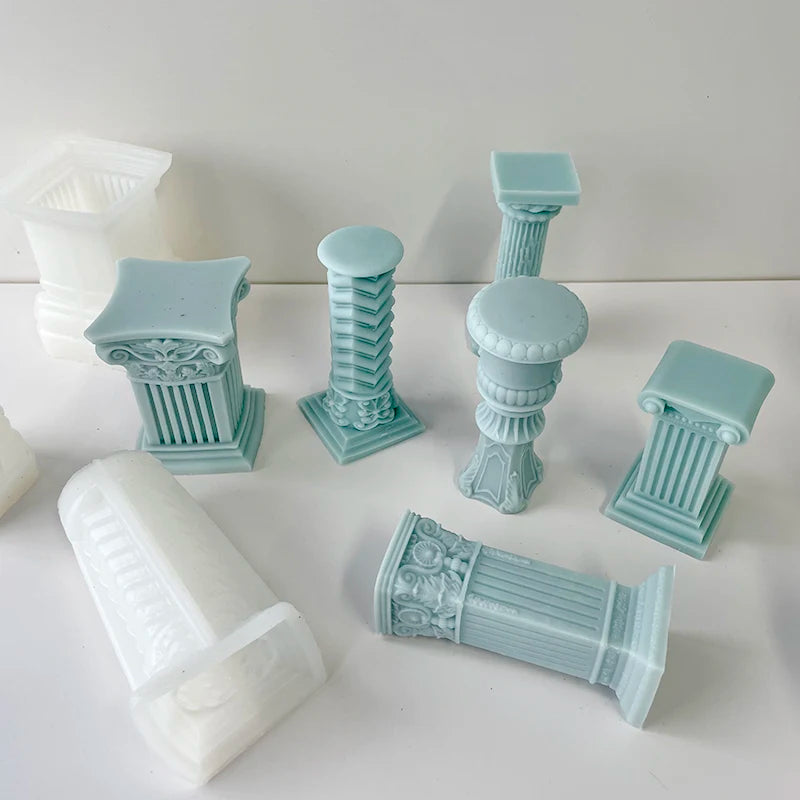 DIY Creative Handmade Plaster Ornaments Exquisite Roman Column Aromatherapy Candle Silicone Mold