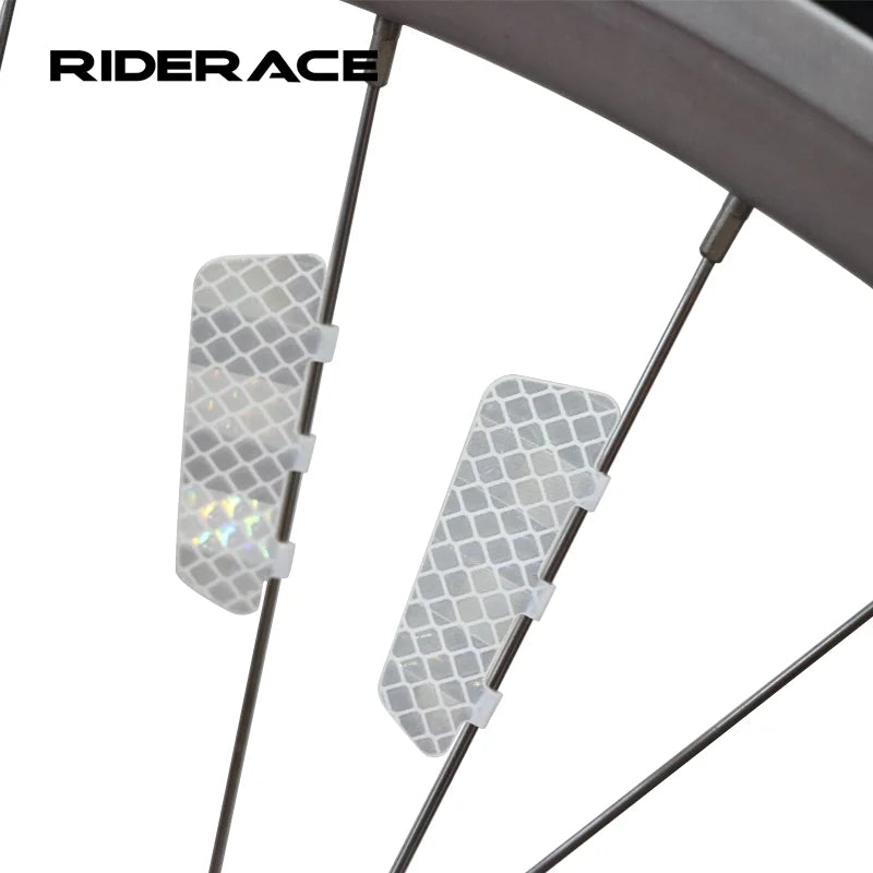 RIDERACE 4Pcs/Set Bicycle Spoke Reflective Sticker MTB Road Bike Wheel Rim Safety Warning Sticker Durable Cycling Accessories