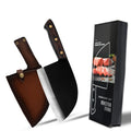 Full Tang Wood Handle 4mm Thick Poultry Bone Vegetable Chopping Gift Box Bone Cleaver Serbian Butcher Knife With Leather Sheath