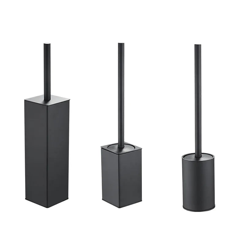 Stainless Steel Modern Toilet Brush and Holder Set with Black Finish Eco-Friendly & Durable for Hotel Use