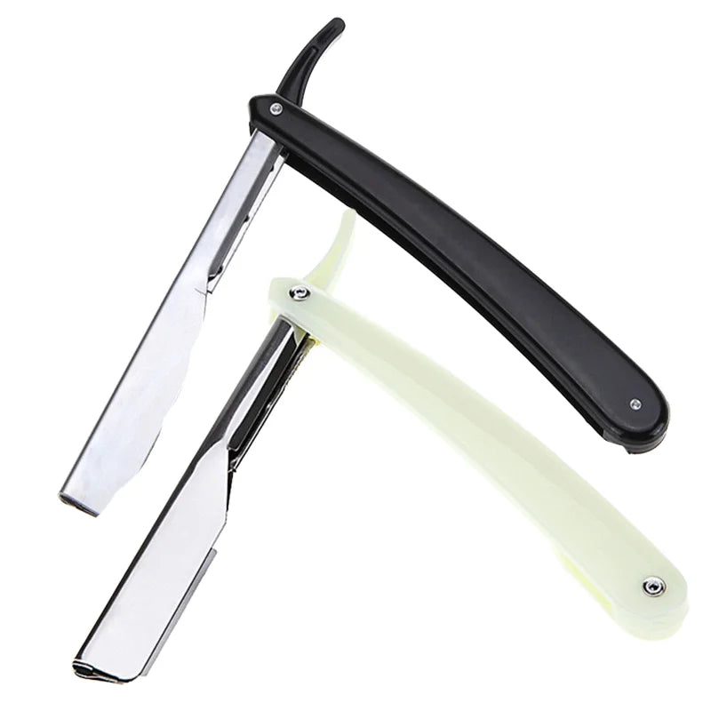 JDK Hot Selling Folding Straight Barber Razor Twin Stainless Steel Blade with ABS Wood Steel Handle for Barbershop Salon Tool