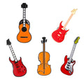 Rock Band Pins Custom Bass Guitar Musical Instrument Enamel Pins Plated Metal Lapel Brooch Assorted
