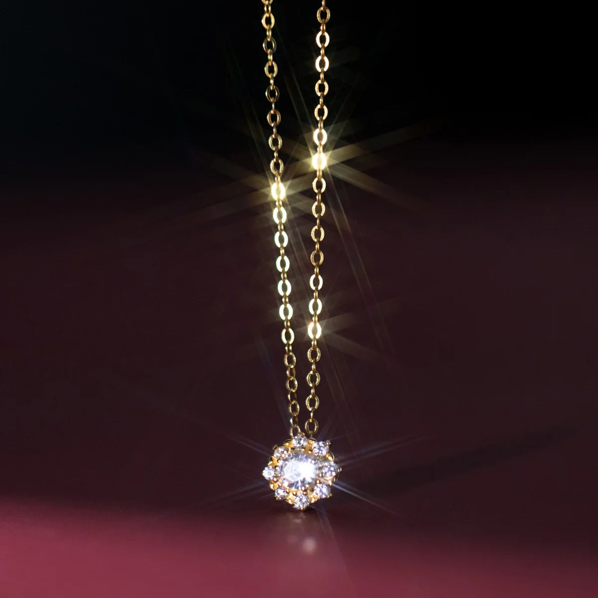 Luxury Cubic Zirconia Round Pendant 925 Sterling Silver 18K Gold Plated Party Necklaces Fine Jewelry for Women
